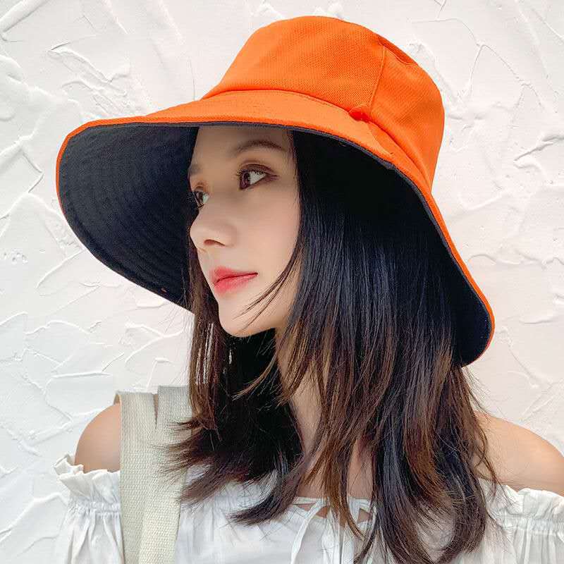 Reversible Fisherman Hat Women&#039;s Bucket Hat Spring/Summer Autumn Japanese All-Match UV Protection Big Brim Casual Sun-Proof Sun Hat