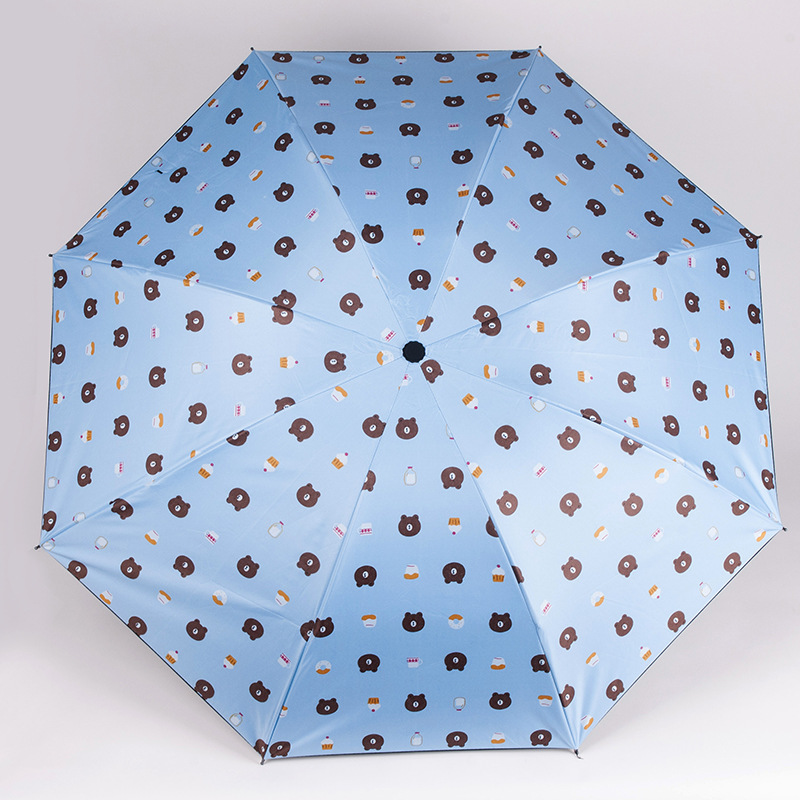 Umbrella Black Plastic Bear Umbrella UV-Proof Rain-Proof Dual-Use Sun Umbrella Gift AdvertisingUmbrella Custom Logo Spot