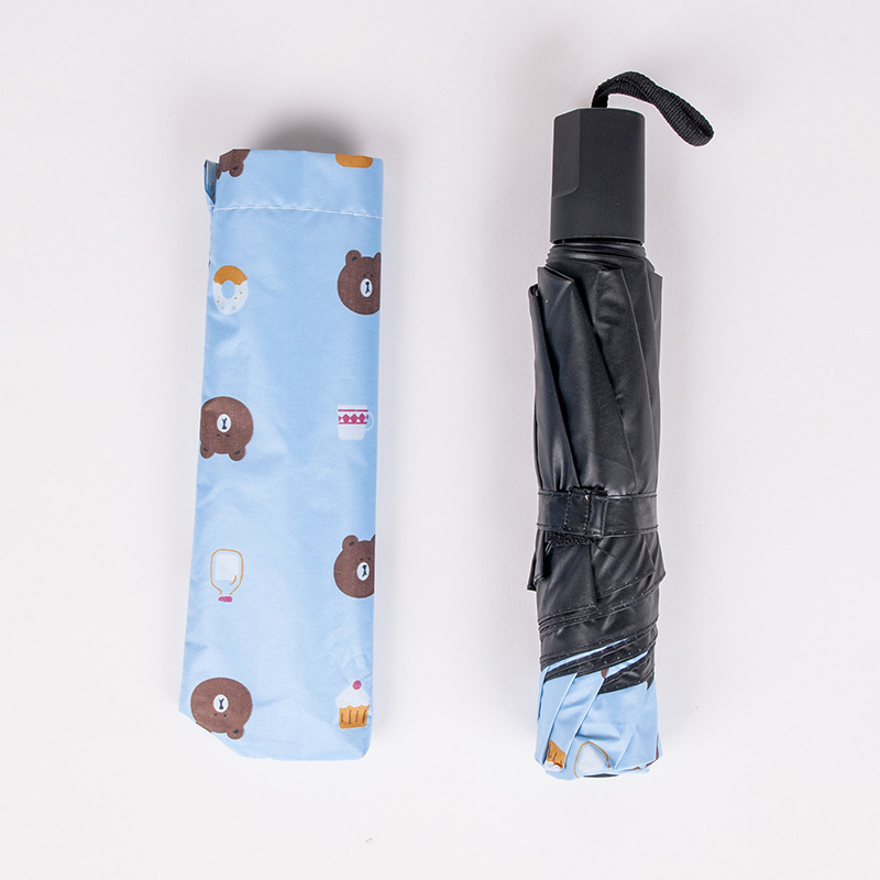 Umbrella Black Plastic Bear Umbrella UV-Proof Rain-Proof Dual-Use Sun Umbrella Gift AdvertisingUmbrella Custom Logo Spot