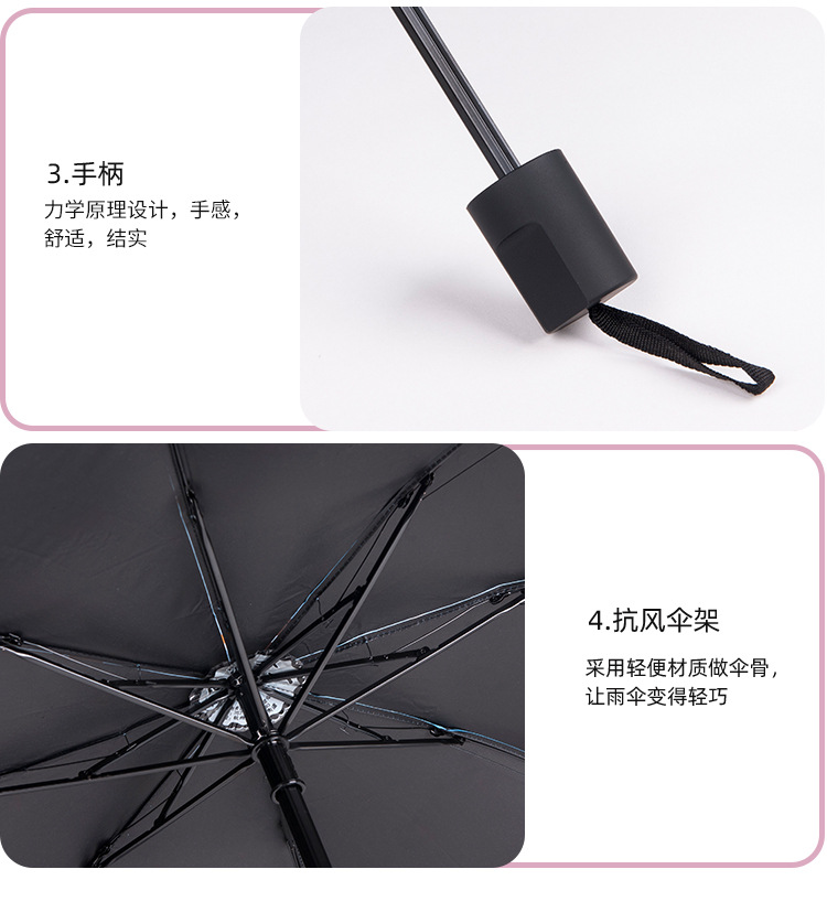 Umbrella Black Plastic Bear Umbrella UV-Proof Rain-Proof Dual-Use Sun Umbrella Gift AdvertisingUmbrella Custom Logo Spot