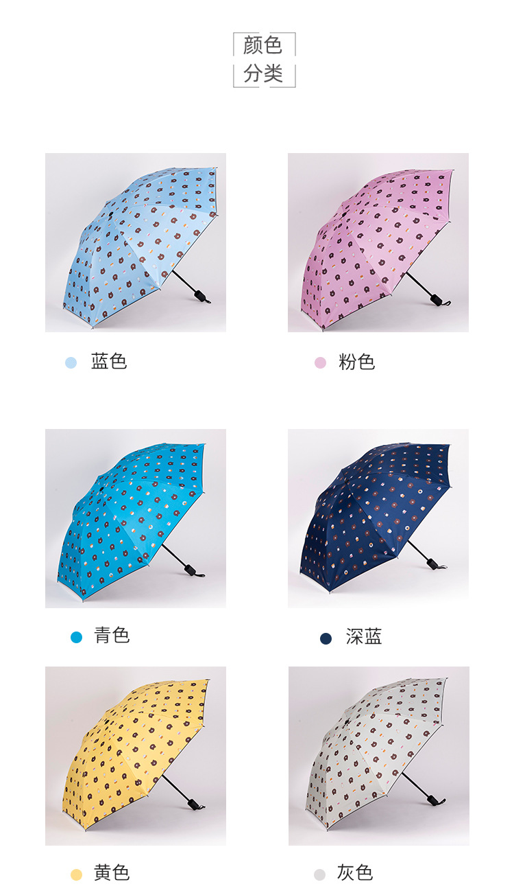 Umbrella Black Plastic Bear Umbrella UV-Proof Rain-Proof Dual-Use Sun Umbrella Gift AdvertisingUmbrella Custom Logo Spot