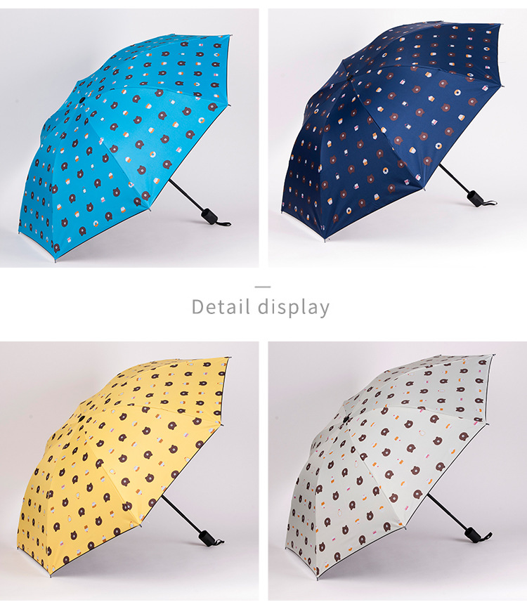 Umbrella Black Plastic Bear Umbrella UV-Proof Rain-Proof Dual-Use Sun Umbrella Gift AdvertisingUmbrella Custom Logo Spot