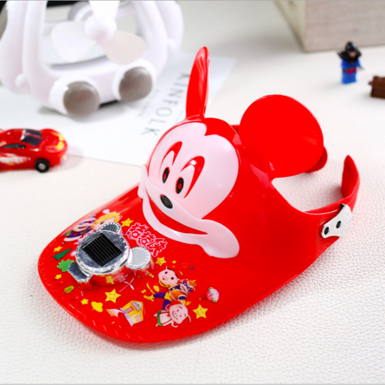 Children&#039;s Solar Cap with Fan Cartoon Plastic Sun-Proof UV Protection Sun Hat Air Top Toy Hat