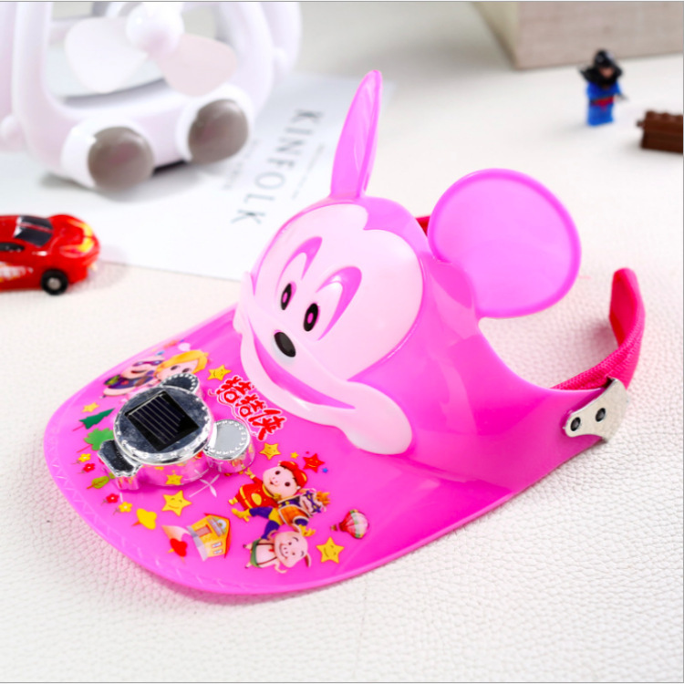 Children&#039;s Solar Cap with Fan Cartoon Plastic Sun-Proof UV Protection Sun Hat Air Top Toy Hat