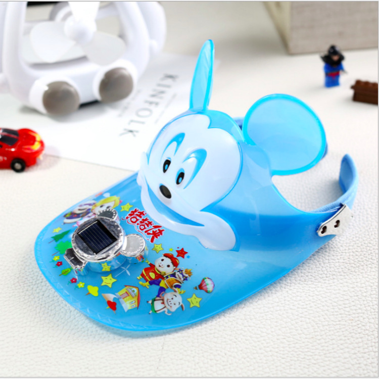 Children&#039;s Solar Cap with Fan Cartoon Plastic Sun-Proof UV Protection Sun Hat Air Top Toy Hat