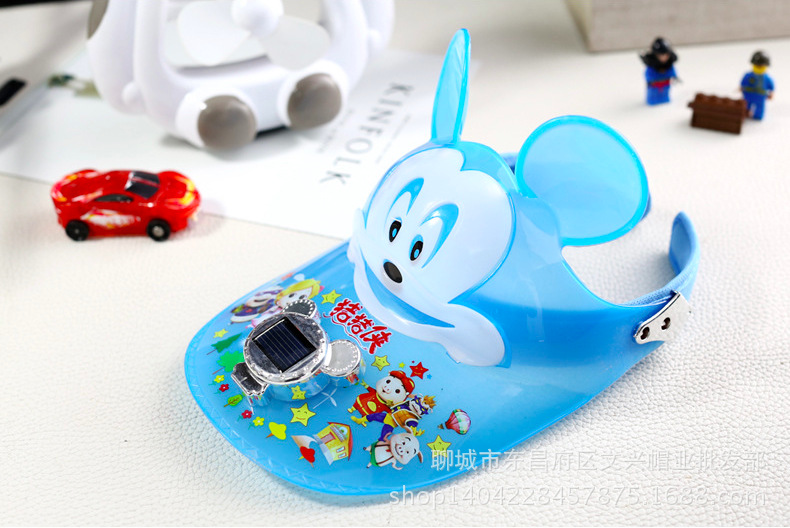 Children's Solar Cap with Fan Cartoon Plastic Sun-Proof UV Protection Sun Hat Air Top Toy Hat