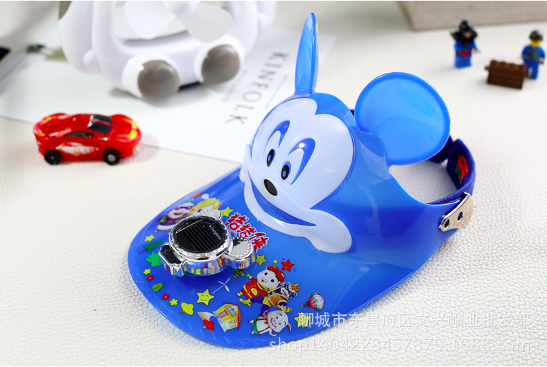 Children's Solar Cap with Fan Cartoon Plastic Sun-Proof UV Protection Sun Hat Air Top Toy Hat