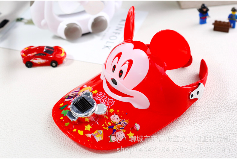 Children's Solar Cap with Fan Cartoon Plastic Sun-Proof UV Protection Sun Hat Air Top Toy Hat