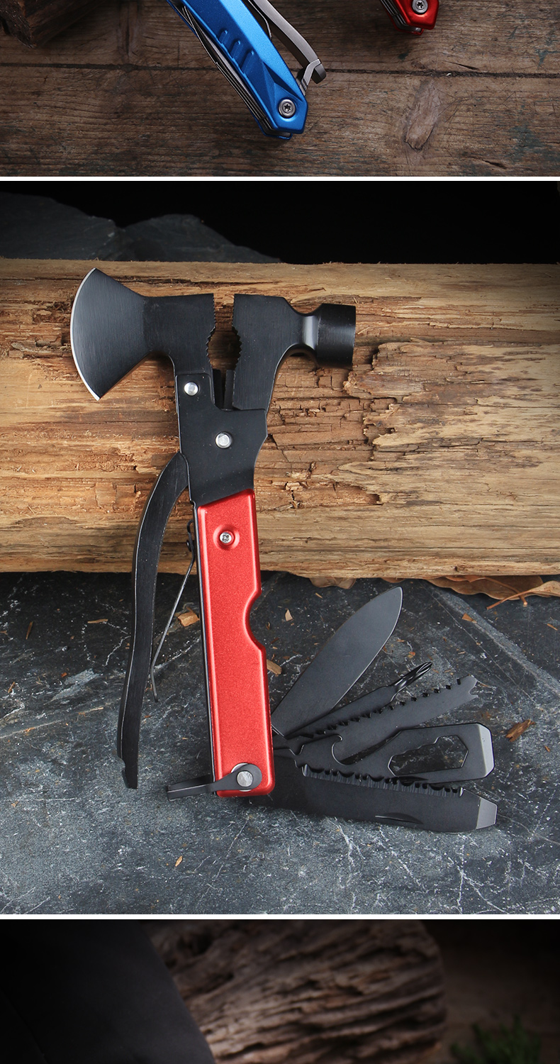 Outdoor Axe Multi-Functional Tools Folding Knife Fire Axe Survival Equipment Folding Multi-Purpose Axe Hammer
