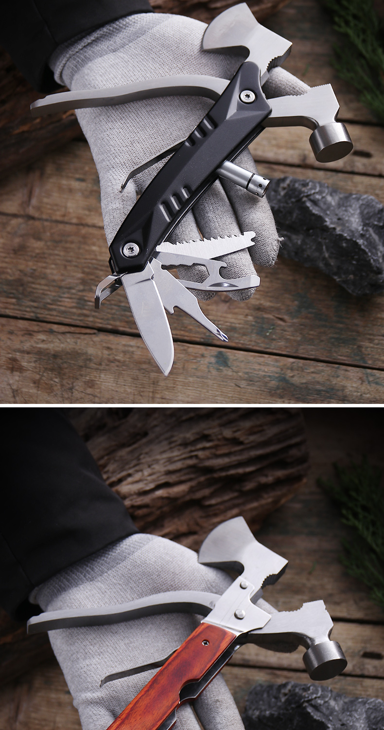 Outdoor Axe Multi-Functional Tools Folding Knife Fire Axe Survival Equipment Folding Multi-Purpose Axe Hammer