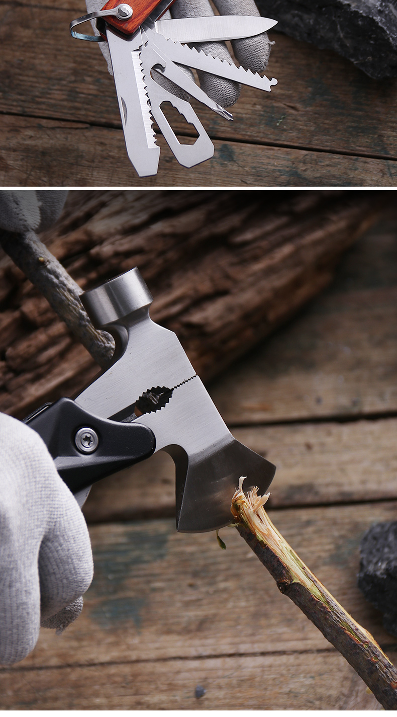 Outdoor Axe Multi-Functional Tools Folding Knife Fire Axe Survival Equipment Folding Multi-Purpose Axe Hammer