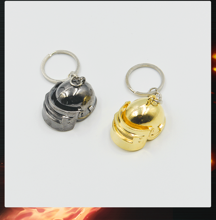 PUBG Chicken Dinner Helmet Keychain Pendant Survival 4 * 2.8cm Three-Level Skull Helmet Zinc Alloy Stall Toy