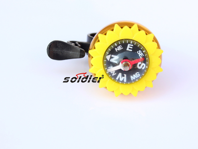 Bicycle bells aluminum wholesale alloy belt with colorful/sunflower compass bells Bicycle bells aluminum wholesale alloy belt with colorful/sunflower compass bells