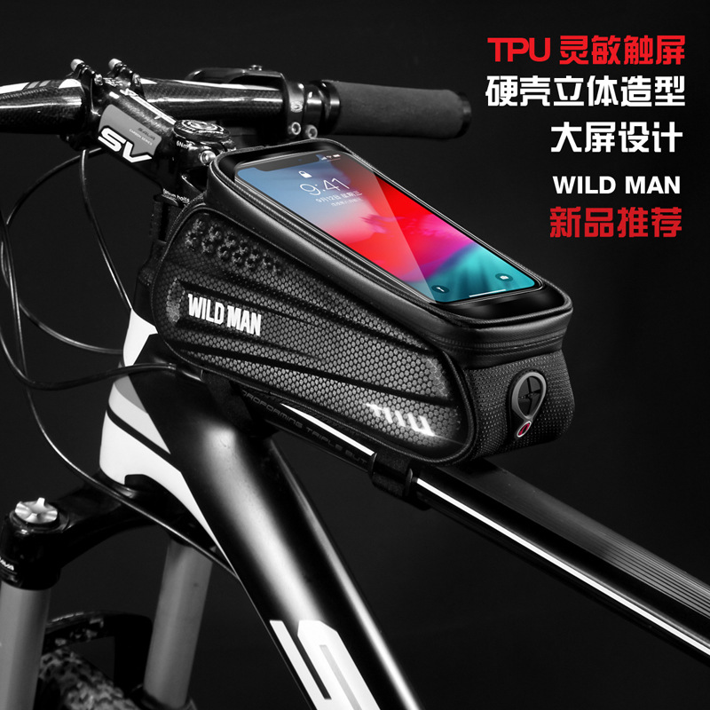 Wild Man Hard Case Bicycle Bag Front Beam Bag Mountain Bike Mobile Phone Touch Screen Upper Tube Bag Saddle Bag Cycling Fixture