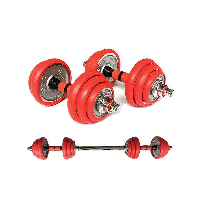 20kg Dumbbell Barbell Dual-Purpose Set Boxed Electroplating Dumbbells Barbell Weightlifting Bench Press Sports