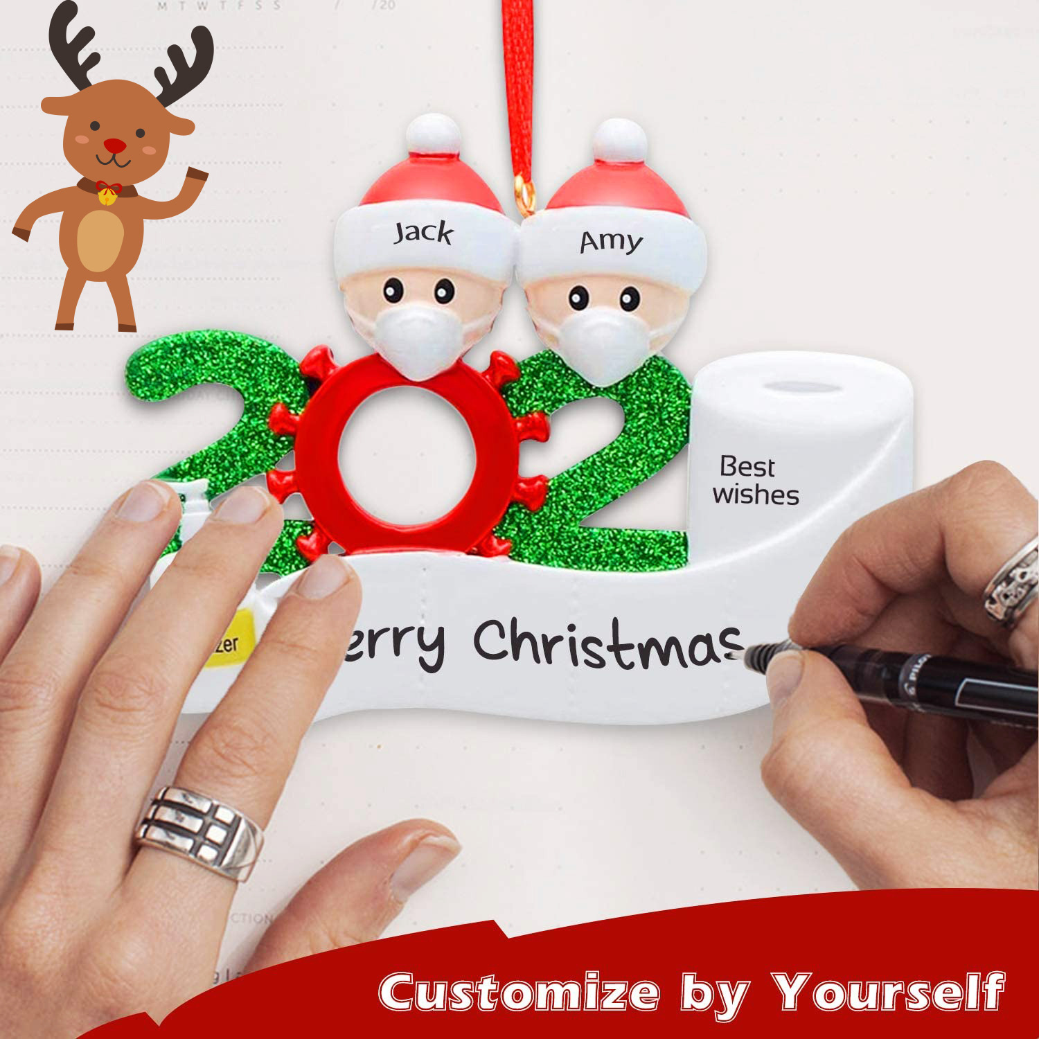 Cross-Border Family Christmas Decoration Pendant 2020 Mask Isolation Survival Christmas Ornament