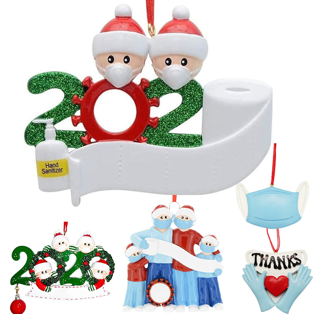Cross-Border Family Christmas Decoration Pendant 2020 Mask Isolation Survival Christmas Ornament