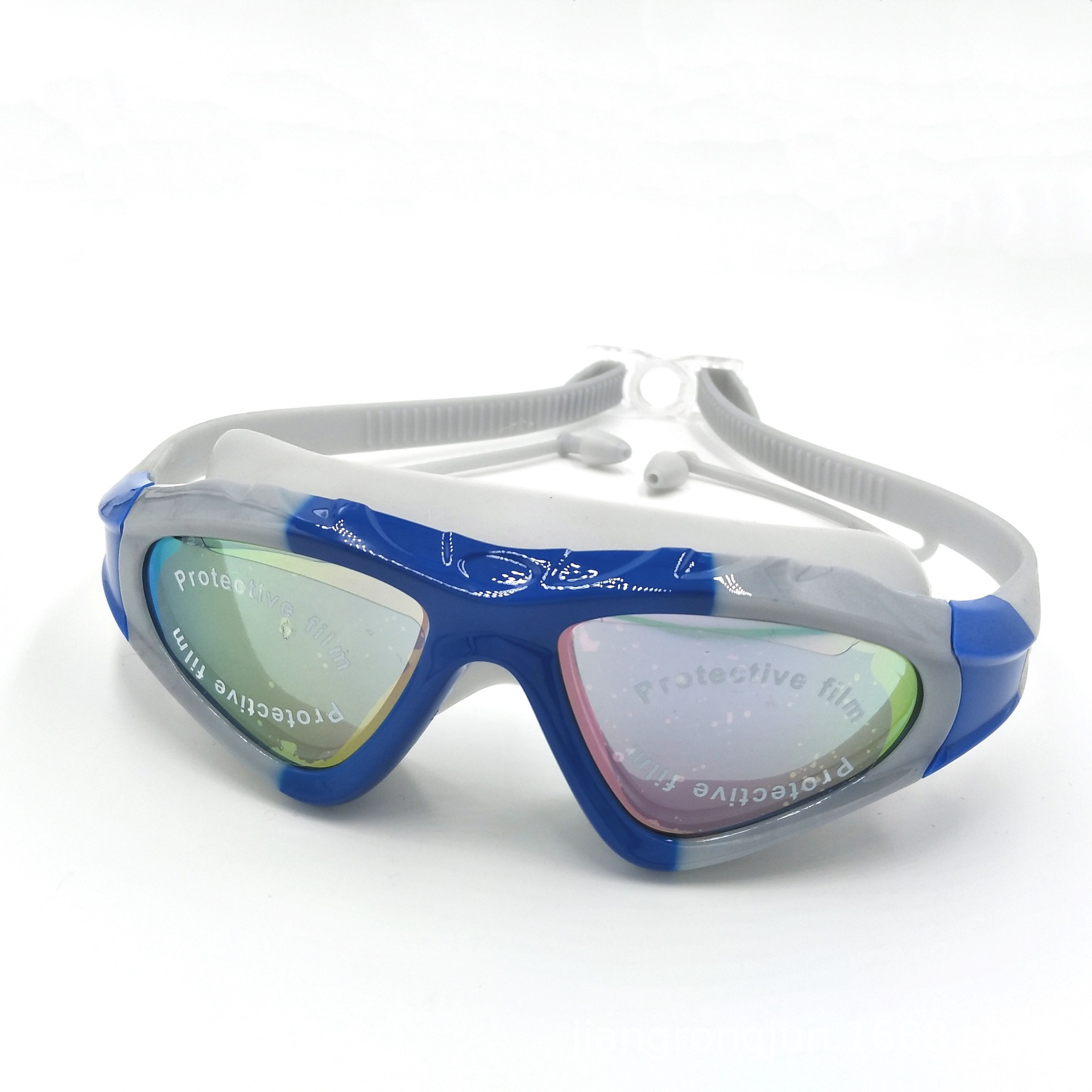 Electroplating Swimming Goggles HD Waterproof Swimming Goggles Adult Large Frame Swimming Glasses Large Frame Electroplating Swimming Goggle Box Earplugs