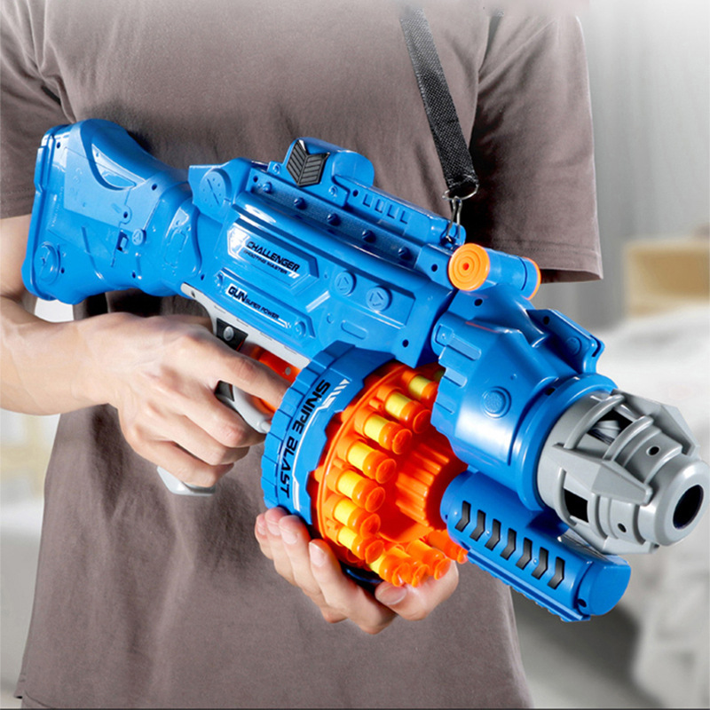 Electric Continuous Hair Soft Elastic Toy Gun Boys and Children Continuous Launch Sucker Foam Elastic PUBG Chicken Dinner Survival