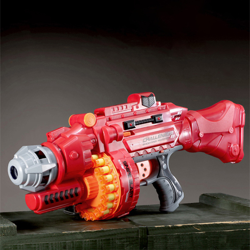 Electric Continuous Hair Soft Elastic Toy Gun Boys and Children Continuous Launch Sucker Foam Elastic PUBG Chicken Dinner Survival