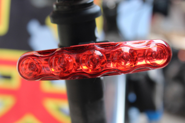 Factory Direct Sales Bicycle 5led Strip-Style Taillight Mountain Bike Safety Alarm Lamp Cycling Fixture