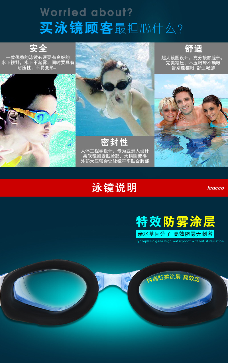 Likuo electroplating goggles into large frame waterproof fog mantra color swimming goggles short - sighted swimming goggles wholesale Likuo electroplating goggles into large frame waterproof fog mantra color swimming goggles short - sighted swimming goggles wholesale