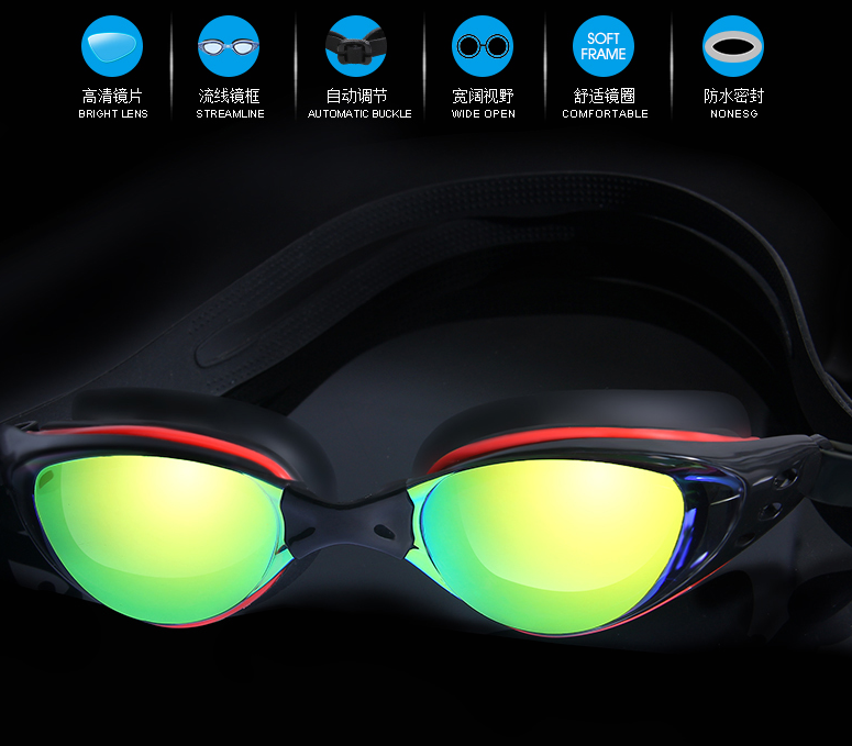Likuo electroplating goggles into large frame waterproof fog mantra color swimming goggles short - sighted swimming goggles wholesale Likuo electroplating goggles into large frame waterproof fog mantra color swimming goggles short - sighted swimming goggles wholesale