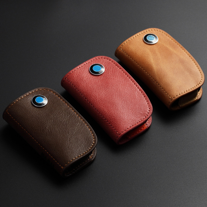 Suitable for BMW Car Key Case Genuine Leather Mercedes Key Case Oil Wax Cattlehide Protective Case Gift Factory Direct Supply