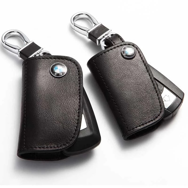 Suitable for BMW Car Key Case Genuine Leather Mercedes Key Case Oil Wax Cattlehide Protective Case Gift Factory Direct Supply