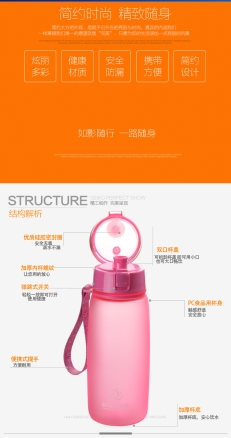 Outdoor space cup frosted plastic portable cartridge cover sports cup with tea leakage Outdoor space cup frosted plastic portable cartridge cover sports cup with tea leakage