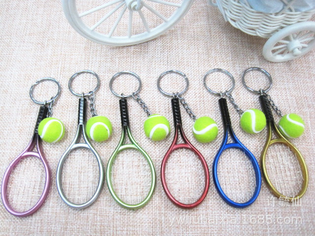 Tennis Key Chain Pendant Wholesale Sporting Goods Tennis Key Ring Simulation Tennis Key Ring Factory Custom