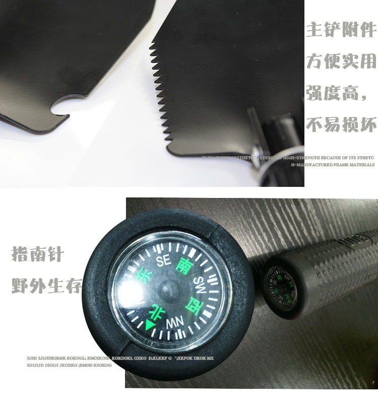 Military Shovel Multi-Functional Self-Defense Camping Fishing Folding Military Pick Shovel Outdoor Shovel Small Portable Shovel