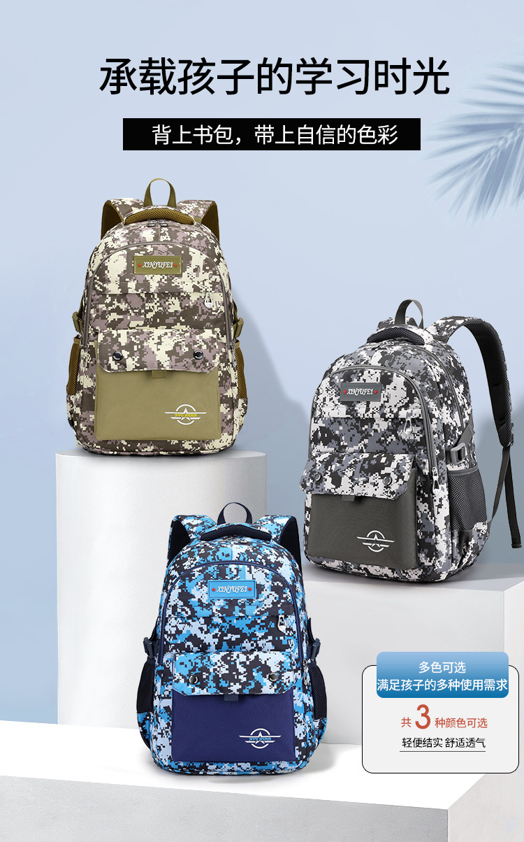2021 New Children's Primary School Grade 3-6 Schoolbag Jesus Survival Camouflage Chicken Eating Level 3 Backpack Men's Backpack