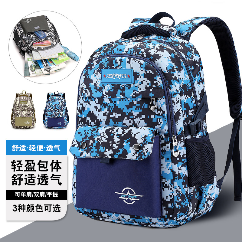 2021 New Children&#039;s Primary School Grade 3-6 Schoolbag Jesus Survival Camouflage Chicken Eating Level 3 Backpack Men&#039;s Backpack