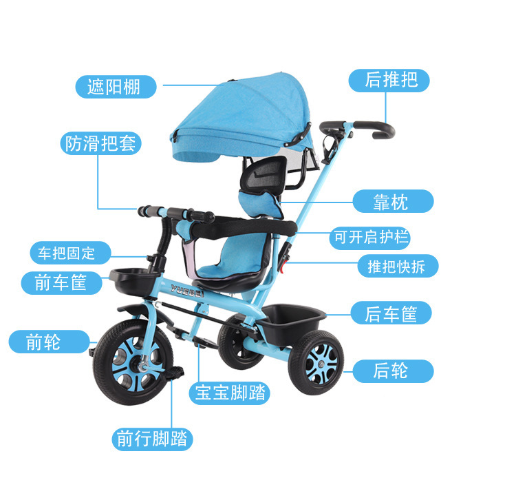 Children's Tricycle 1-3-6 Years Old Children's Bicycle Baby Stroller Baby Bicycle Lightweight  Baby Bike