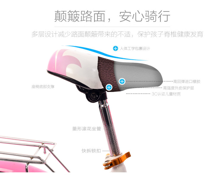 The princess bike girl's bicycle is 18 inches, 20 inches and 22 inches.