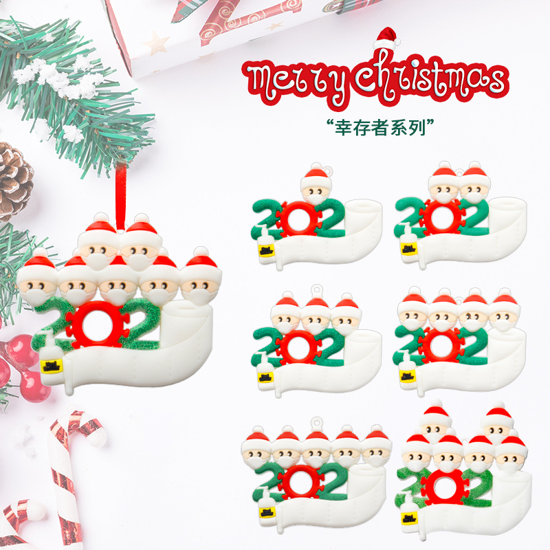 Cross-Border Family Christmas Decoration Pendant 2020 Snowman Isolation Survival Mask Snowman Christmas Tree