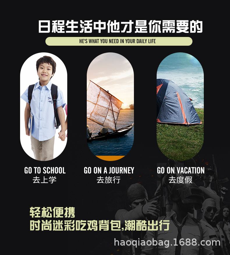 2021 New Jesus Survival Backpack Eating Chicken Same Style Level 3 Backpack Camouflage 1-2-3 Student Schoolbag Men's Backpack 2021 New Jesus Survival Backpack Eating Chicken Same Style Level 3 Backpack Camouflage 1-2-3 Student Schoolbag Men's Backpack