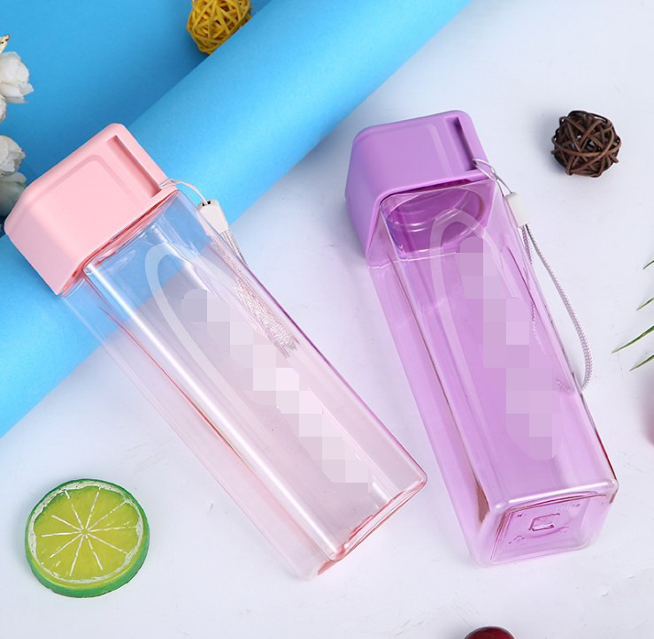 Mplogo Square Cup Plastic Tea Cups Storage Simple English Student Couple Portable Sports Cup Wide
