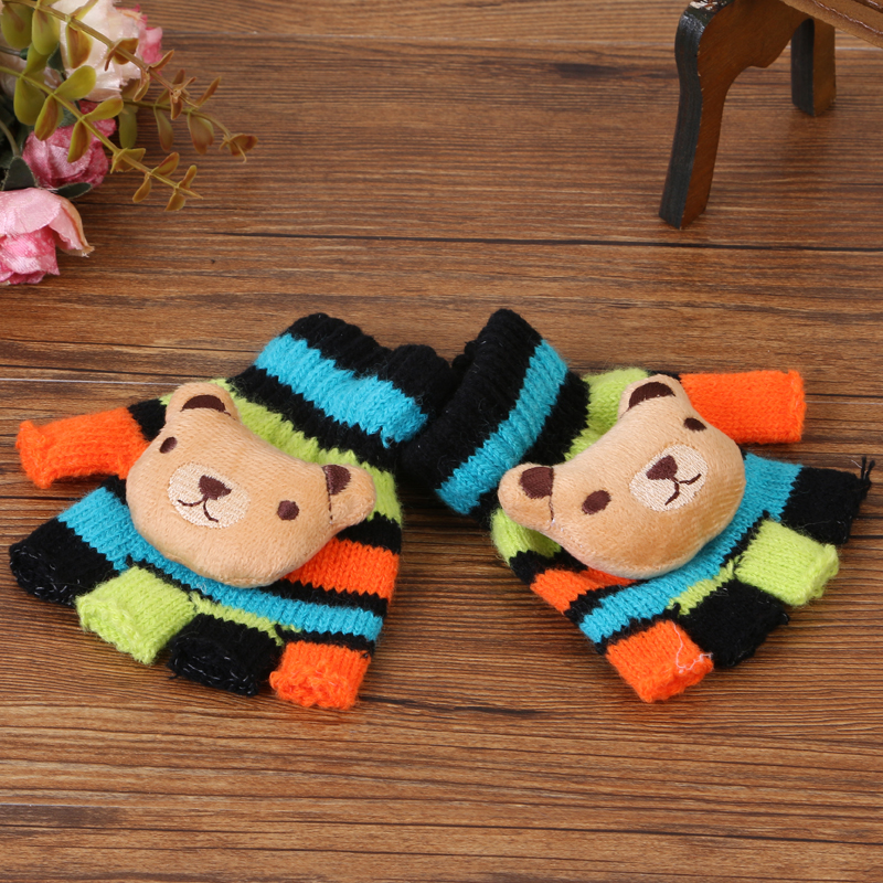 Children&#039;s cartoon cute half-finger gloves Colorful five-finger office gloves