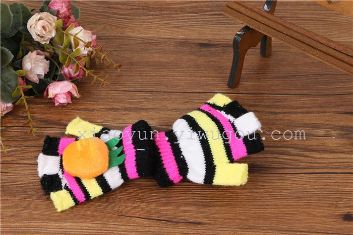 Children's cartoon cute half-finger gloves Colorful five-finger office gloves