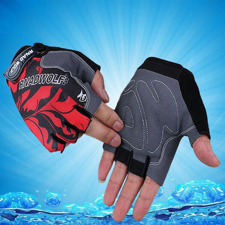 Camouflage half-finger gloves stair cloth and cowhide - leather tactical cycling outdoor.