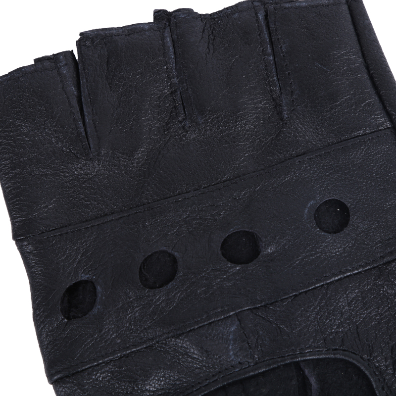Brass buckle leather outdoor sports riding half-finger gloves