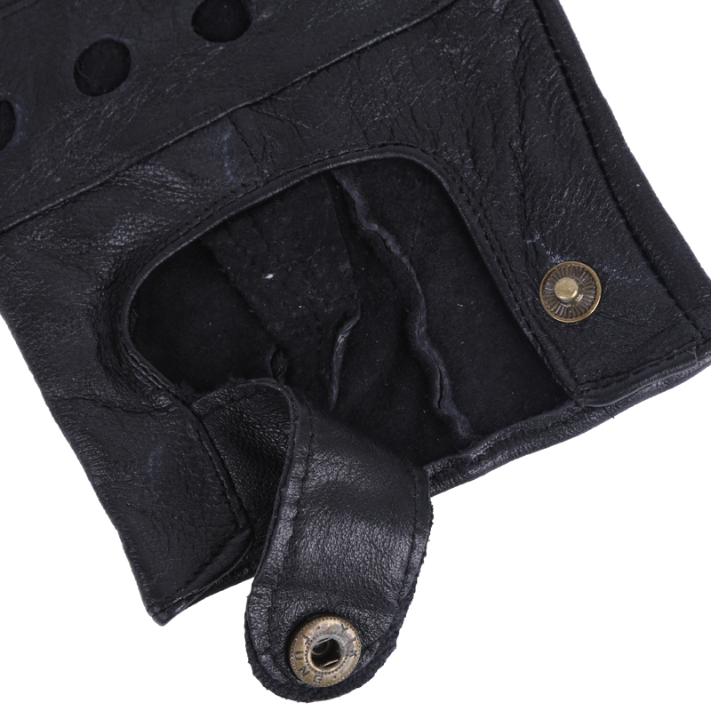 Brass buckle leather outdoor sports riding half-finger gloves
