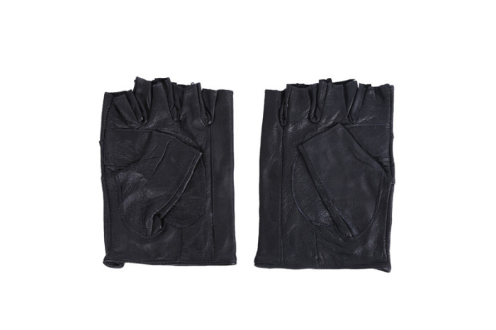 Brass buckle leather outdoor sports riding half-finger gloves