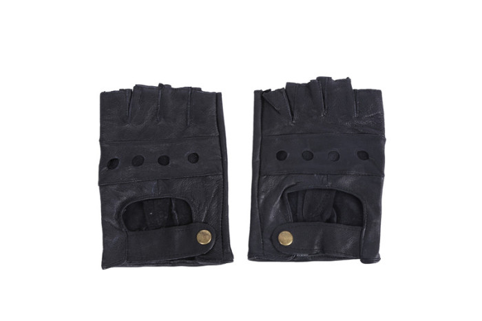 Brass buckle leather outdoor sports riding half-finger gloves