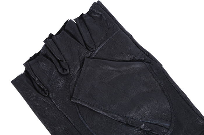 Brass buckle leather outdoor sports riding half-finger gloves