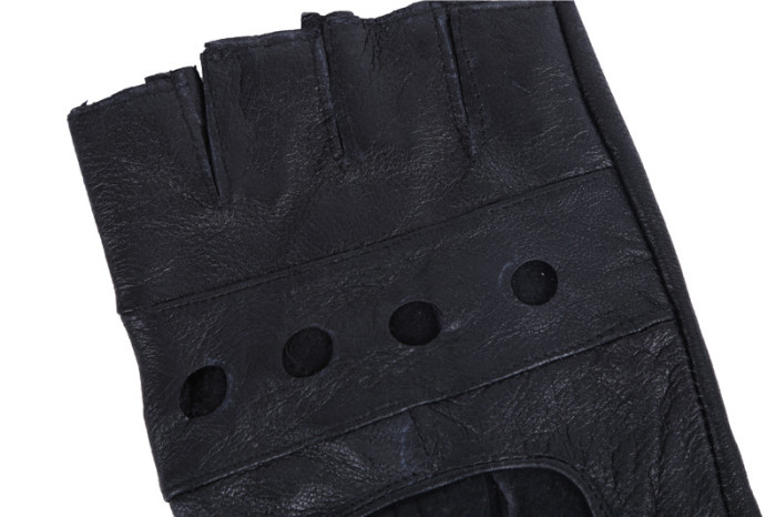 Brass buckle leather outdoor sports riding half-finger gloves