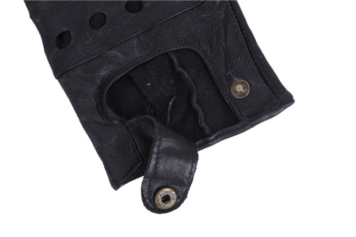 Brass buckle leather outdoor sports riding half-finger gloves