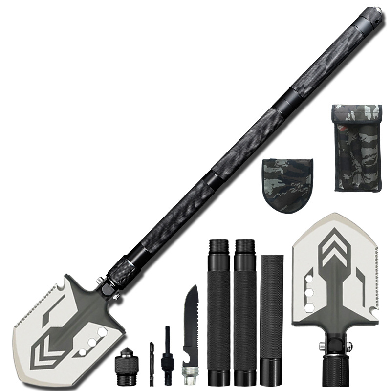 In Stock Wholesale Multi-Functional Shovel Shovel Folding Military Shovel Car Self-Defense Outdoor Camping Life-Saving Tool 2